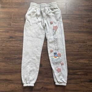 Disney Lilo & Stitch Aloha Hawaii Joggers Sweatpants Women's XS Grey Heather